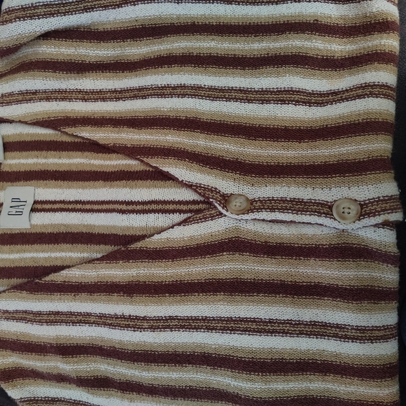 Vintage GAP Knit Vest with Brown and Cream Stripes Large - Picture 6 of 6